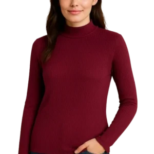 women’s ribbed high neck t shirt