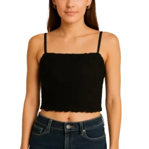 black floral crop top with adjustable straps