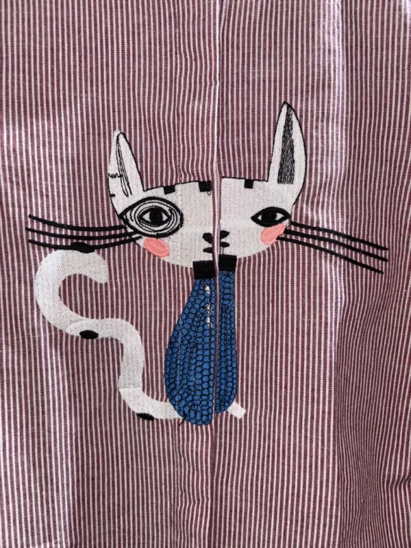 women’s cat print cotton shirt