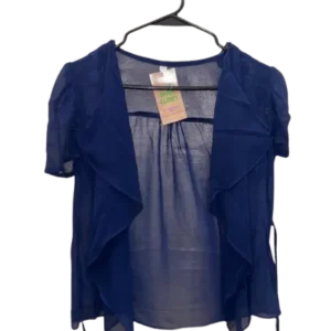 women's navy blue sheer ruffle shrug